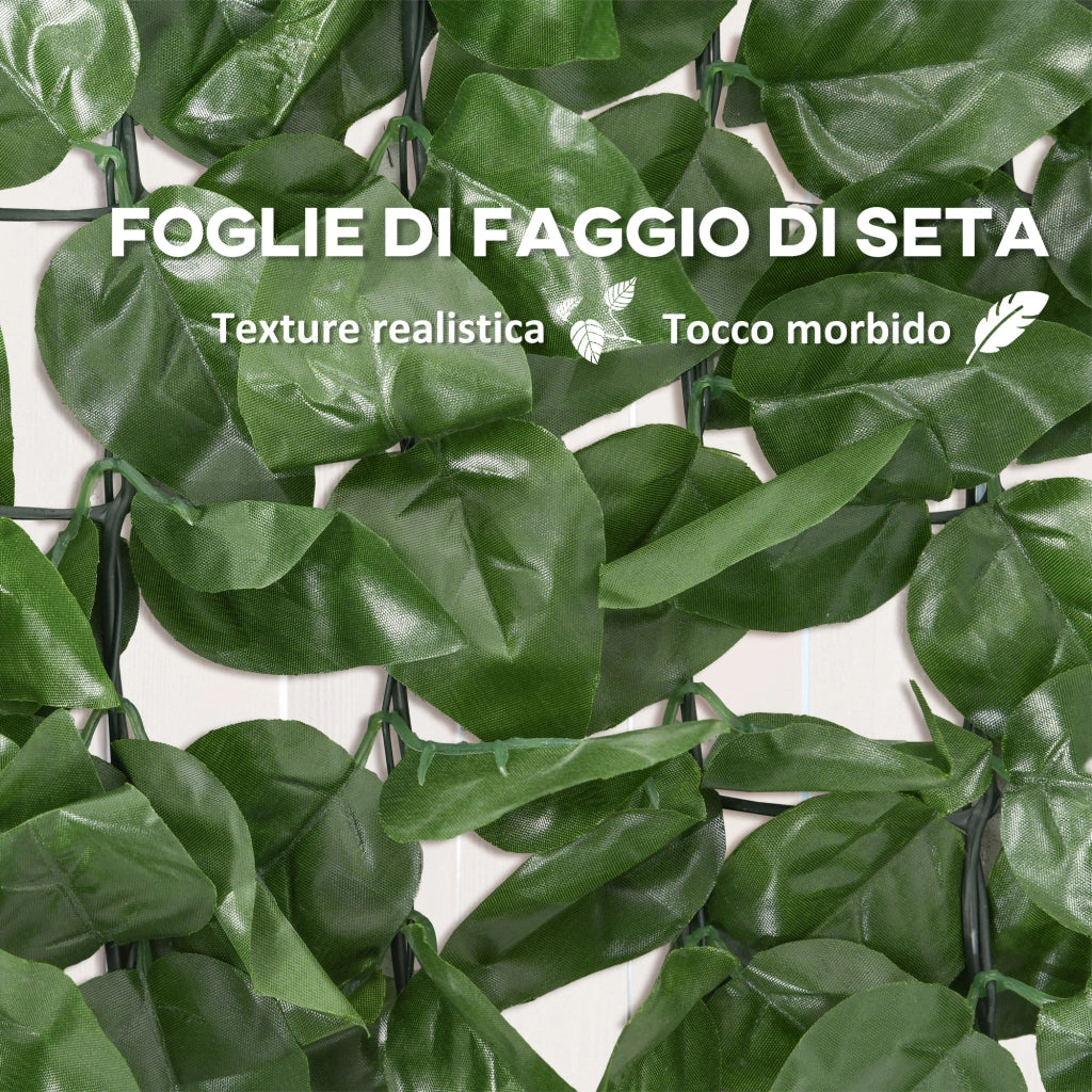 Arella Siepe Sintetica Artificiale Arrotolabile e Impermeabile 300x100 cm in Seta e PE Verde Scuro