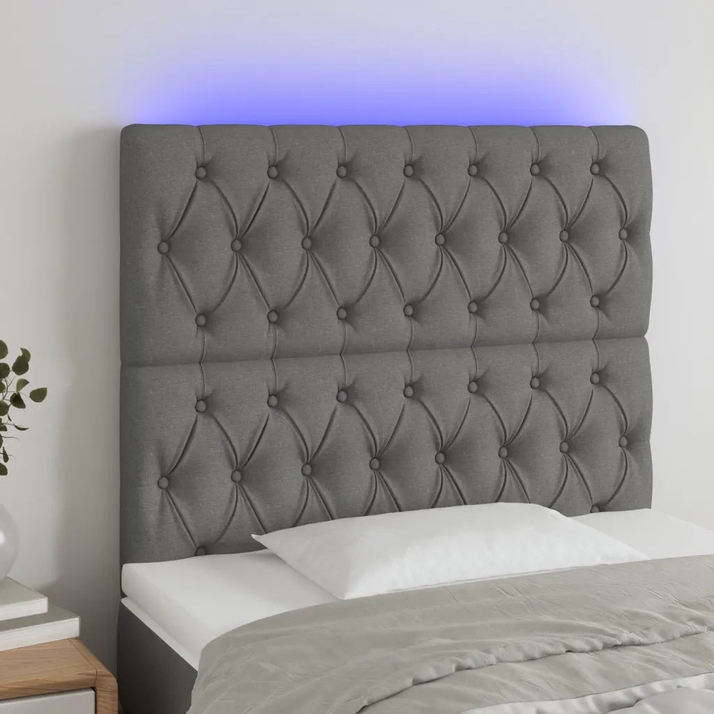 Testiera | Testata a LED Grigio Scuro 90x7x118/128 cm in Tessuto