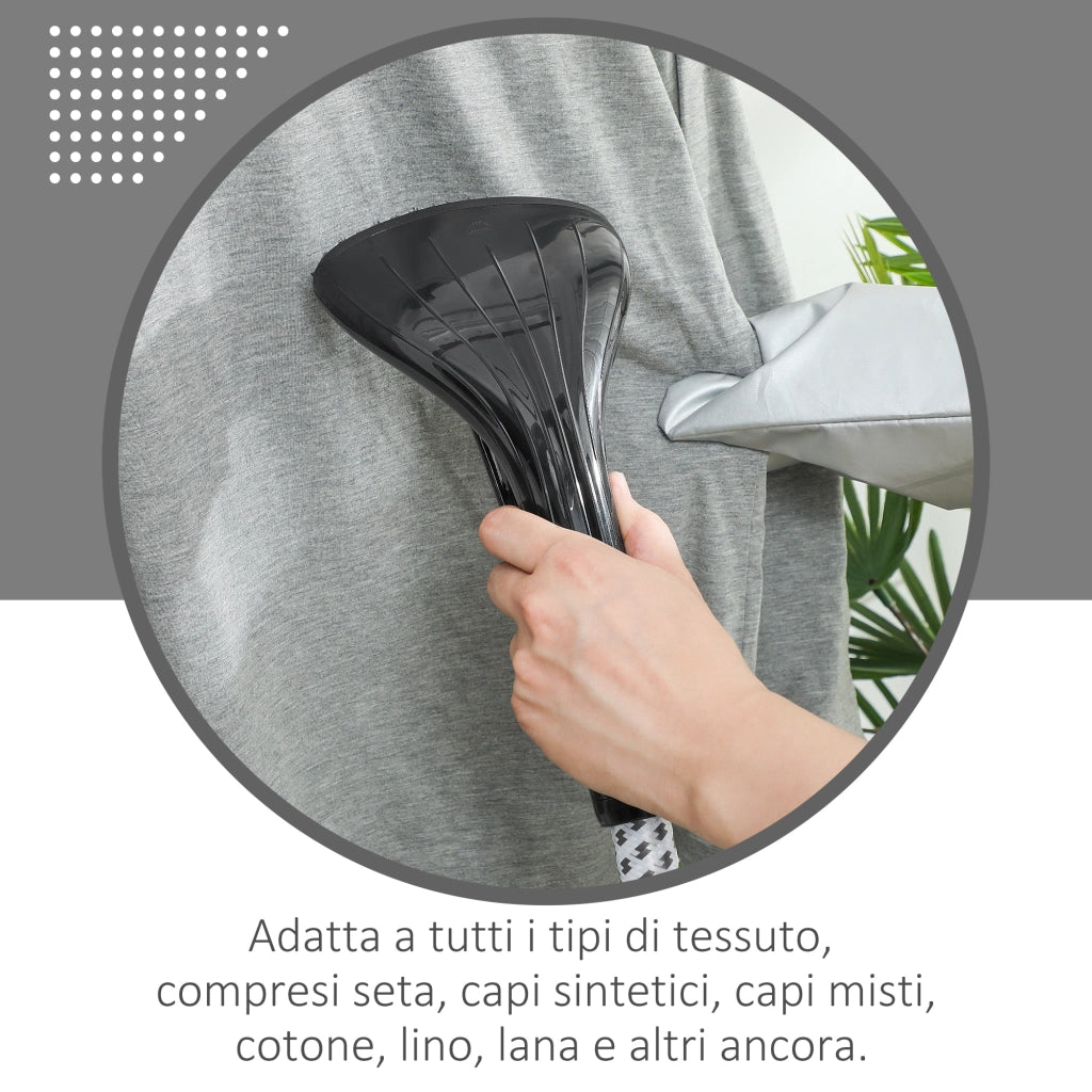 Stiratrice Verticale a Vapore da 1.4L con Asta Estendibile e 2 Rotelle, in ABS e PP, 26x21.5x29 cm, Nero