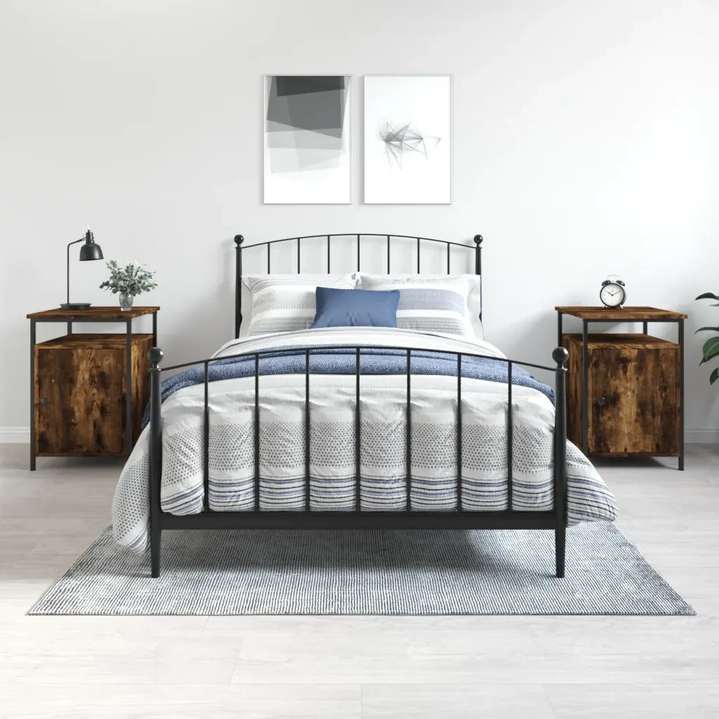 Comodini 2 pz-Set di 2 Tavolino da notte Rovere Fumo 40x42x60 cm in Legno Multistrato 770626