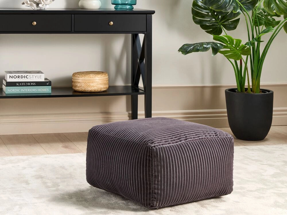 Moderno Pouf Intrecciato da Salotto 50 x 30 cm Motivo Grigio Scuro