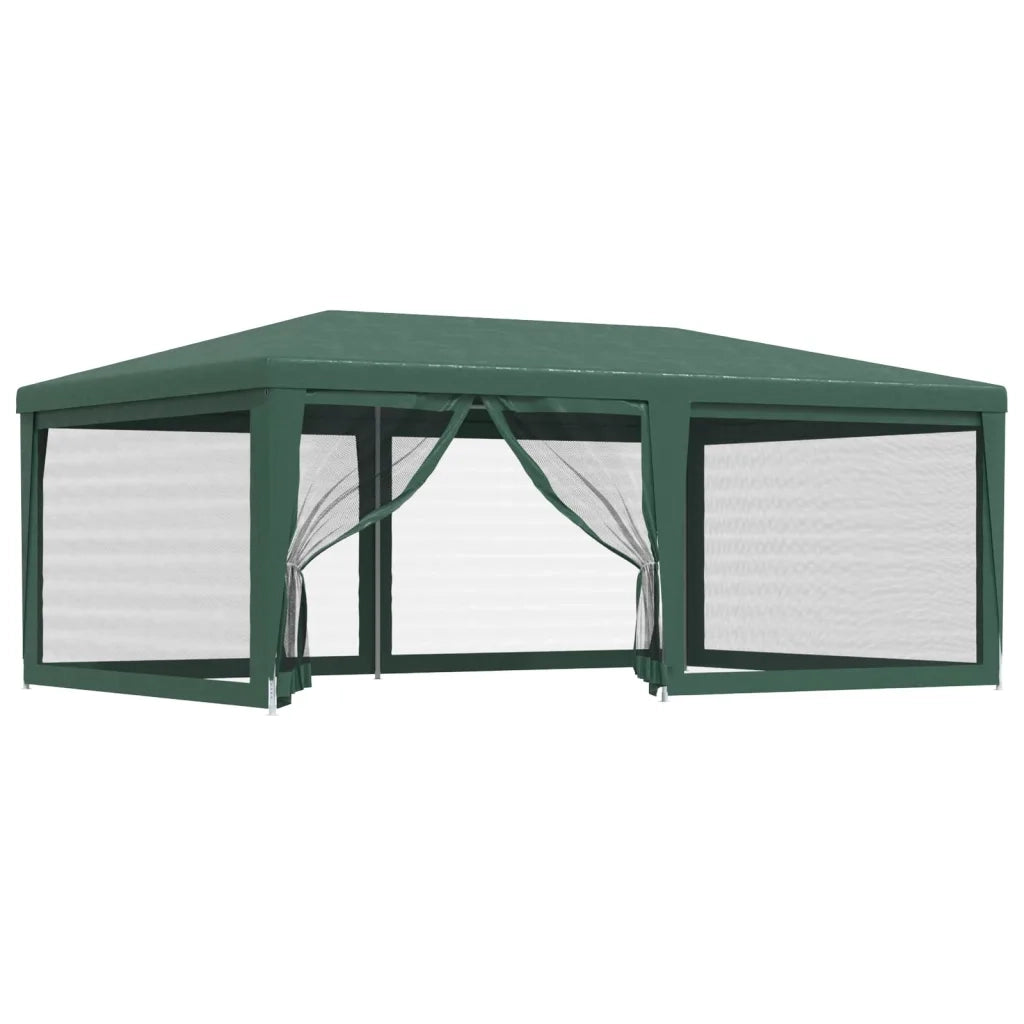 Tenda per Feste con 6 Pareti Laterali in Rete Verde 6x4 m HDPE