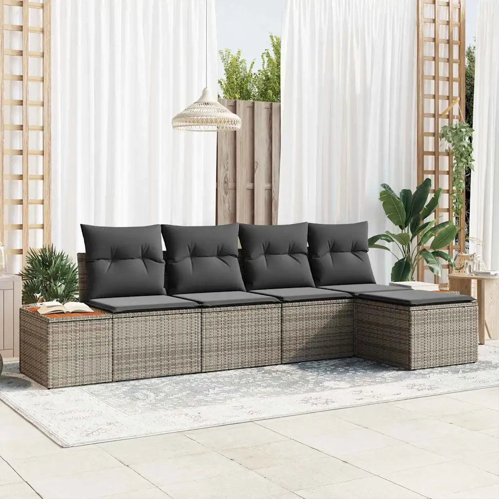 Set Divano da Giardino con cuscino 6 pcs Grigio Polyrattan 3356734