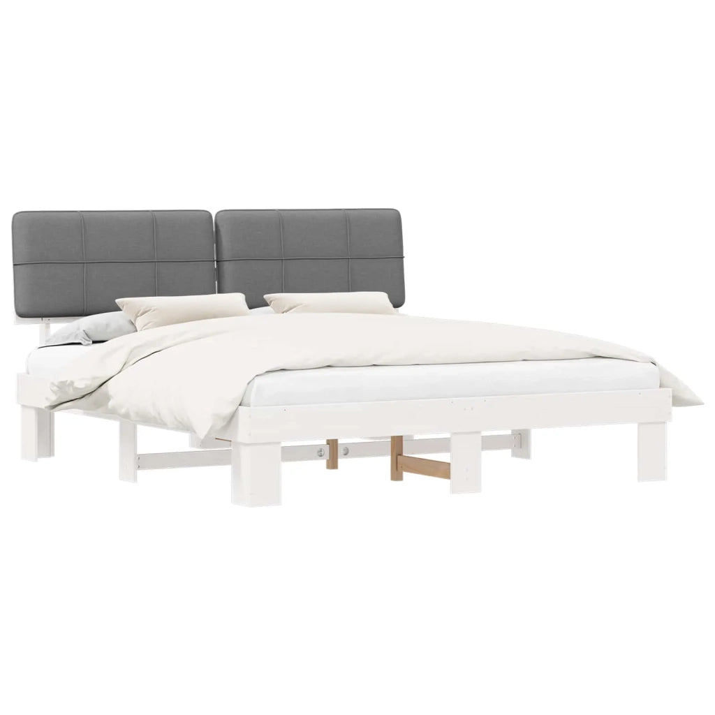 Letto con Testiera Rivestita Grigio chiaro 200 x 200 cm