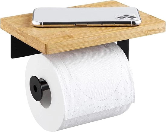 Toiletpapier holder autofixante - Montaggio alla parete senza forare - Ampio piano di appoggio