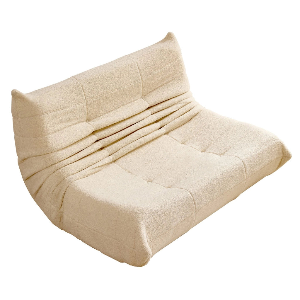Divano lounge in velluto teddy beige 149x114x82 cm