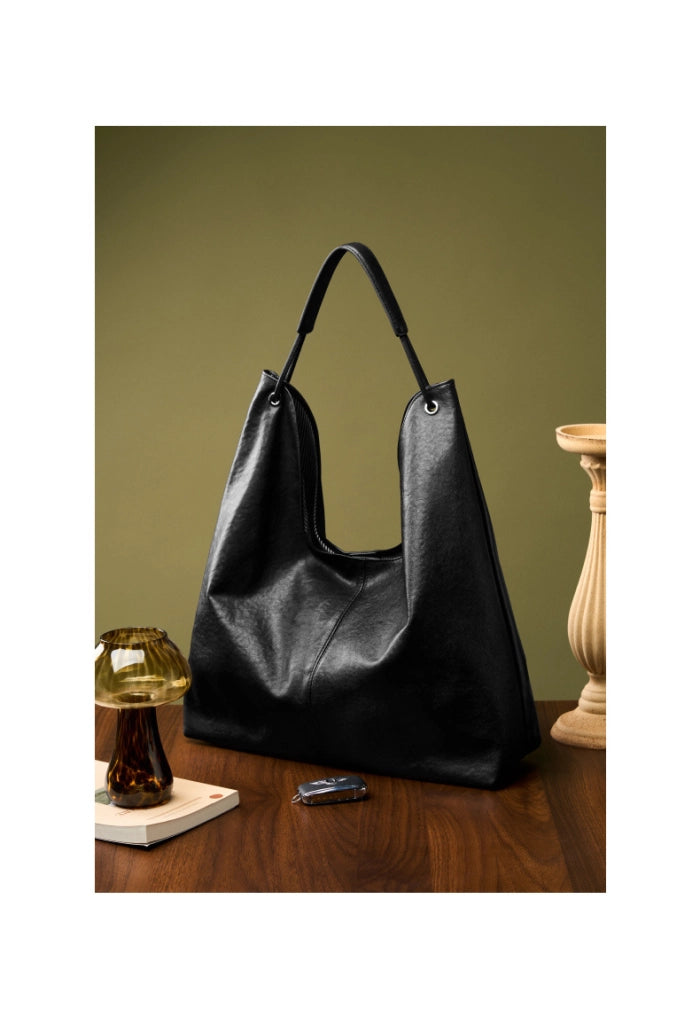 Borsa a mano da donna in vera pelle, nera.