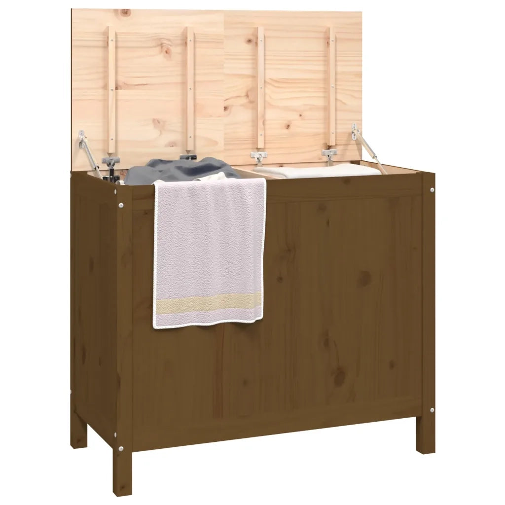 Contenitore per Bucato Ambra 88,5x44x76 cm Legno Massello Pino 823582