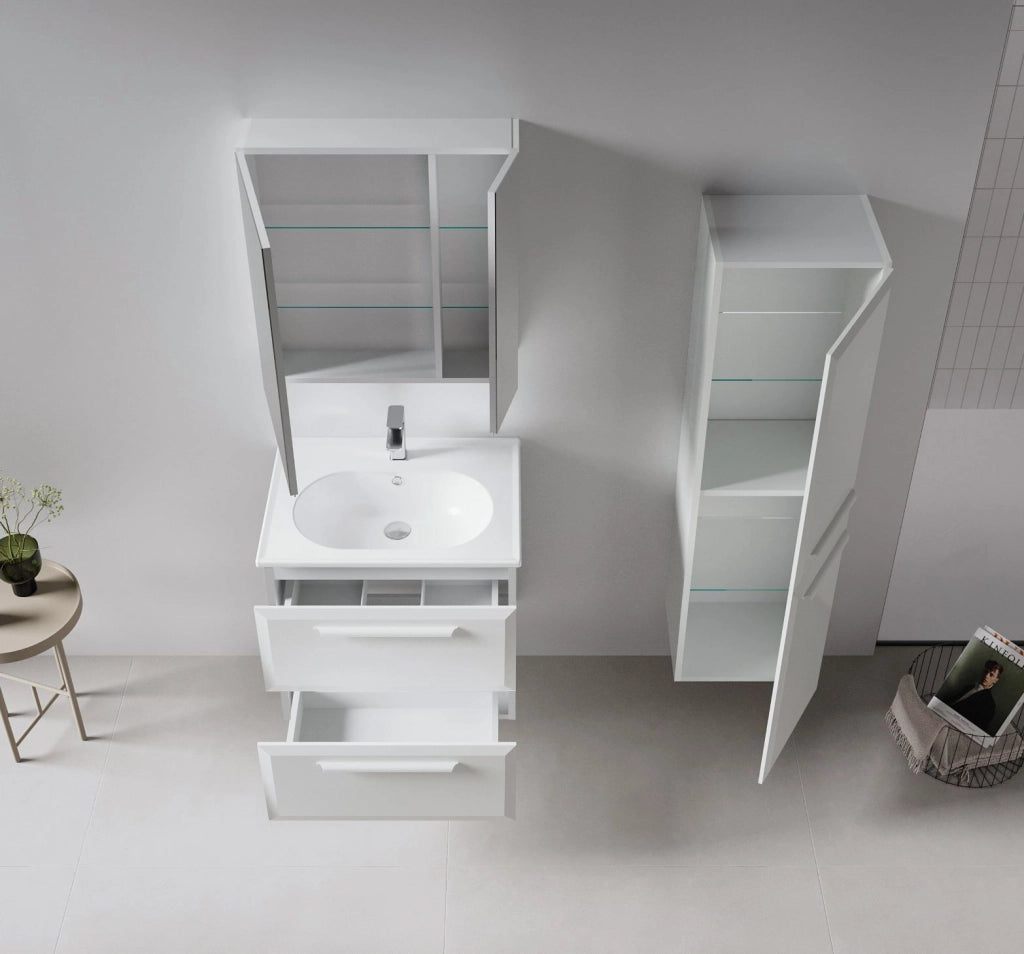 Set mobile lavabo con specchio (2 pezzi) "Nuvola 65 v2" - 65 x 50 x 62 cm - Cashmere