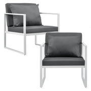 Set Lerum di 2 Poltrone da Giardino Sedie per Esterno con Cuscini - Bianco / Grigio casa.pro