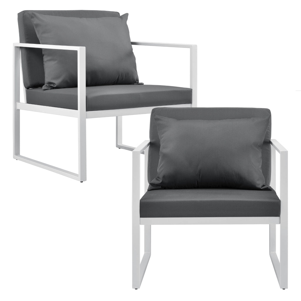 Set Lerum di 2 Poltrone da Giardino Sedie per Esterno con Cuscini - Bianco / Grigio casa.pro