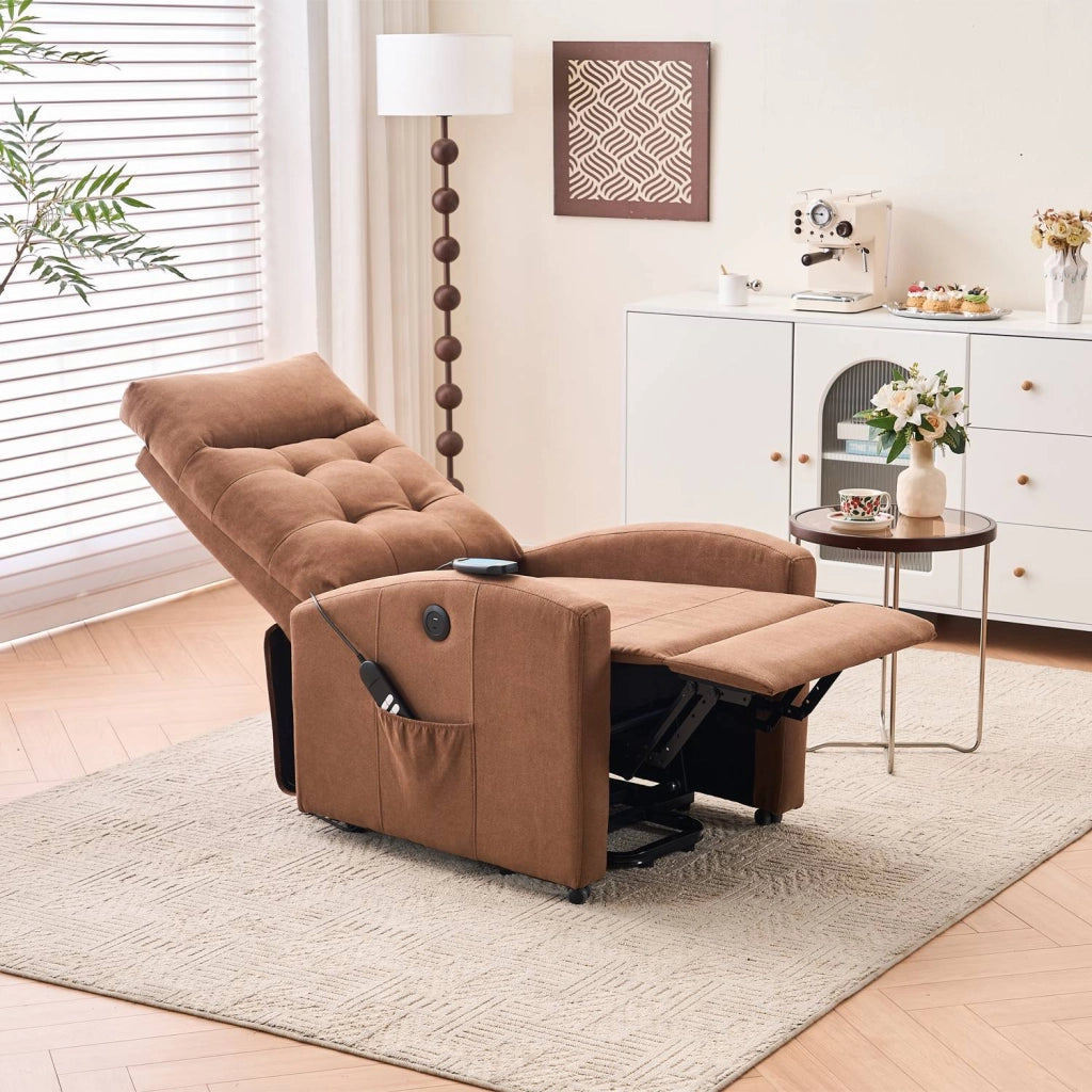 Marvin Poltrona Relax Reclinabile Elettrica con Poggiapiedi Solena, Seduta Ergonomica Massaggiante e Riscaldante Marrone