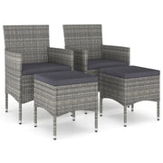 Set Sedie da Giardino con Poggiapiedi 4 pz | Sedie da Esterno in Polyrattan Grigio
