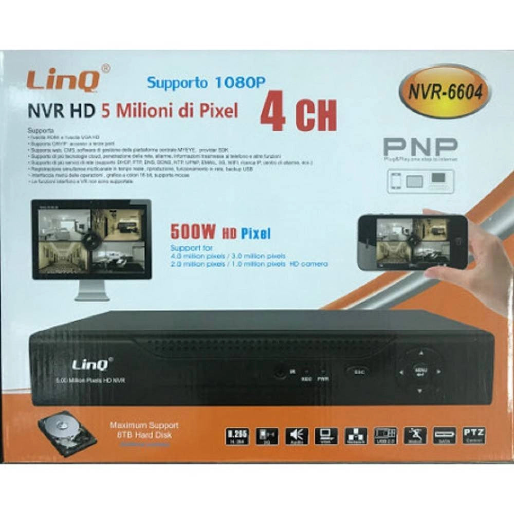 Trade Shop - Nvr 4ch Canali Registratore Rec&live Full Hd 1080p Wifi H.264 H.265 P2p Nvr-6604 -