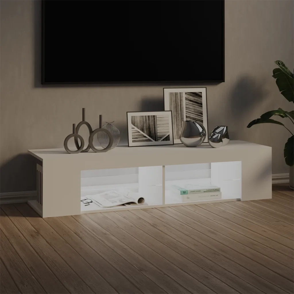 Mobile Porta TV con Luci LED-Credenza TV Bianco 135x39x30 cm