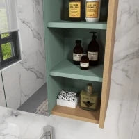 kleankin Set di Mobili da Bagno con Mensole Regolabili, 2 Cassetti, Design Scandinavo, Verde