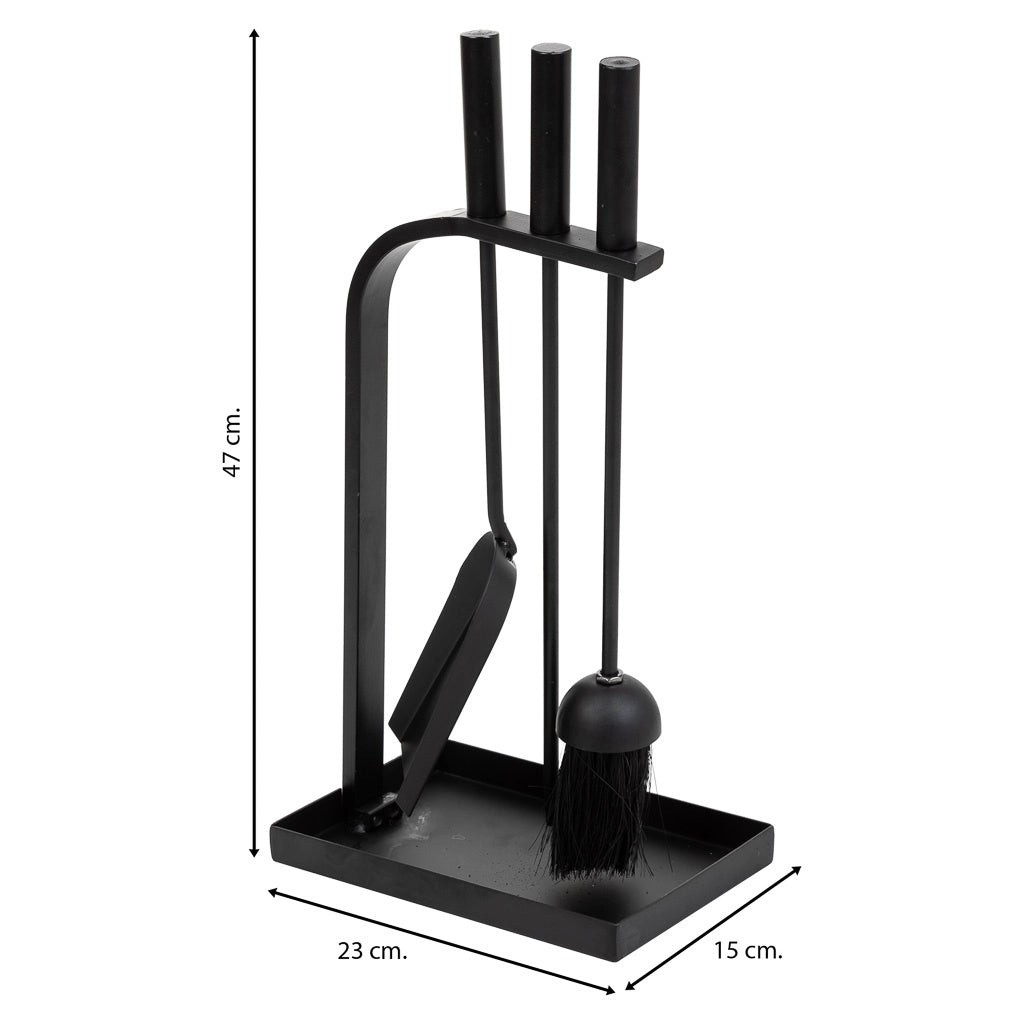 Set di 4 strumenti in metallo per il camino in metallo nero