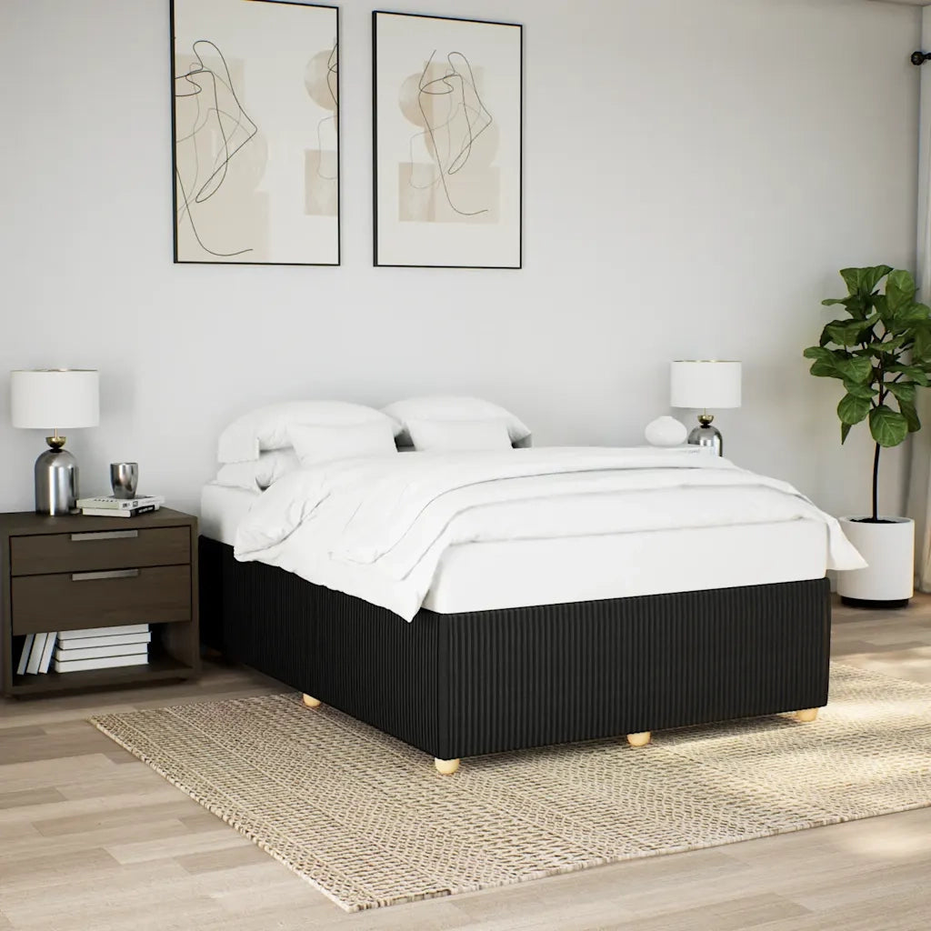 Letto matrimoniale | Letto per adulti | Giroletto senza Materasso Nero 160x200 cm in Tessuto