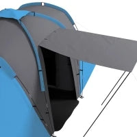 Tenda da Campeggio per Famiglie da 4-6 Persone, Impermeabile, Leggera, Facile da Montare, 2 Grandi Porte, 5,55 x 2,25 x 1,9 m, Grigio Scuro e Blu