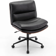 Sedia Ufficio Girevole con Ruote, Sedile Curvo, Schienale Reclinabile, Poltrona Scrivania con Altezza Regolabile, per Lavoro, Studio, Relax, Portata 110 kg (Nero)