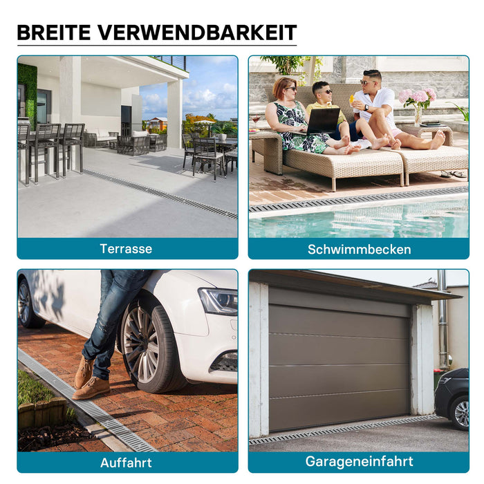 Canale di scolo 1m con griglia per scarico acqua 1,5t Canaletta di drenaggio