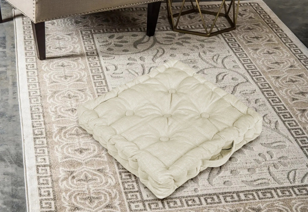 6 Pezzi Cuscini Sedia Quadrati Alti Mattonella Trapuntati 40x40 Cm Altezza 6 Cm Cuscino Spesso Cucina Interno Esterno Coprisedia Cuscino Da Pavimento Con Maniglia  Beige Melange