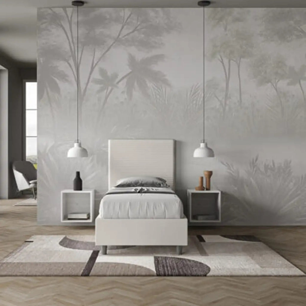 Letto singolo senza rete imbottito 80x210 similpelle bianco Focus