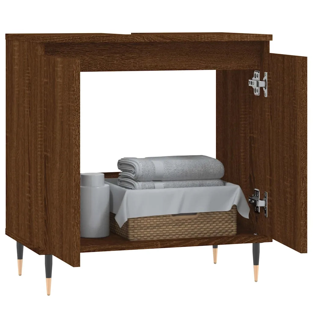 Armadietto Bagno Rovere Marrone 58x33x60cm in Legno Multistrato 831579