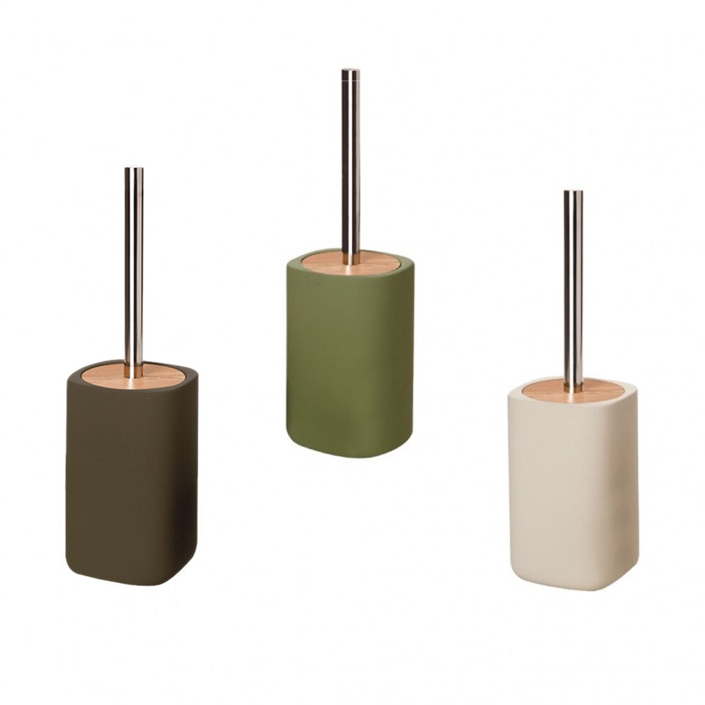 Porta scopino ceramica e legno - serie twin