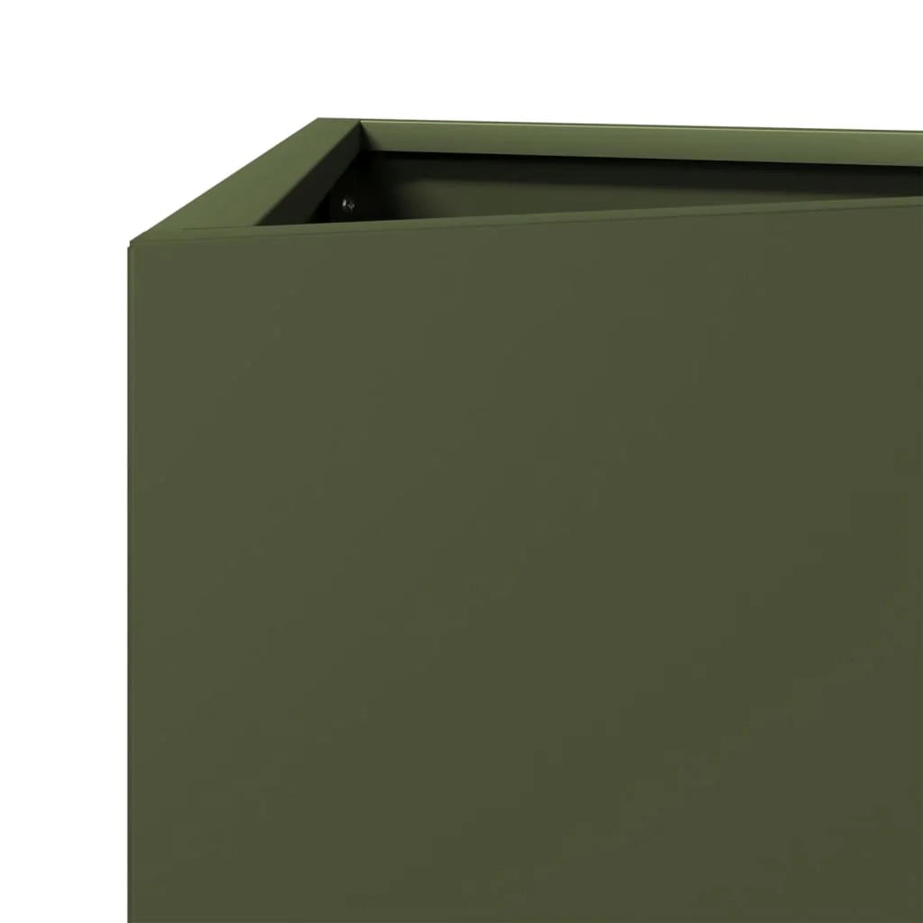 Fioriera rialzata per piante fiori terrazza giardino forma a oliva triangolare 30 x 26 x 75 cm acciaio verde 02_0038712