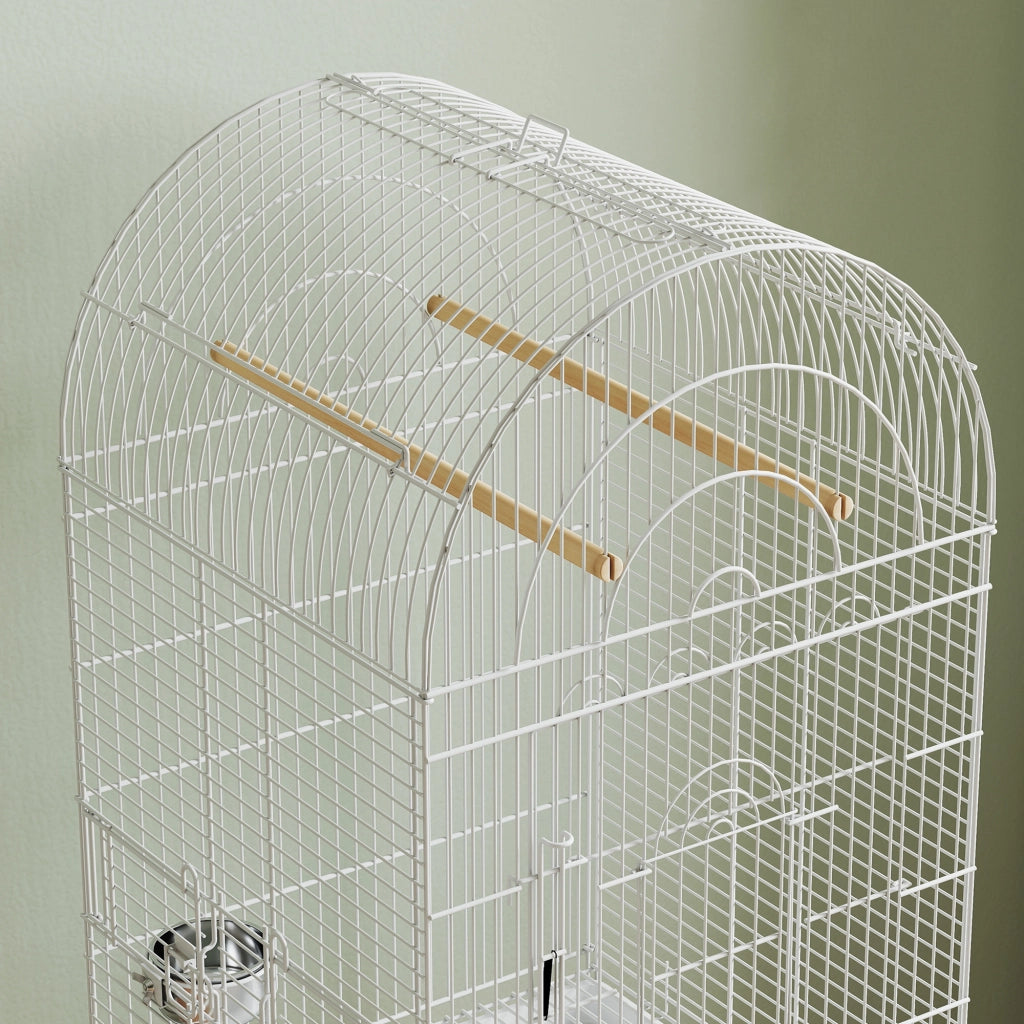Gabbia per Uccelli con Ruote e Ripiano ¨C zephmum ¨C Bianco 51x51x153 cm