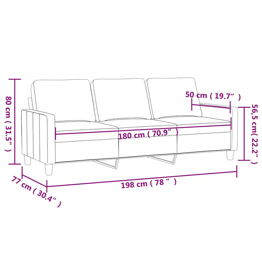 Divano a 3 Posti Blu 180 cm in Velluto 359218