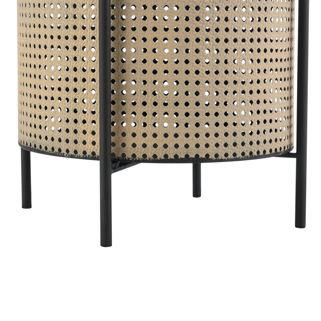 Tavolino da caffè/da Divano con Contenitore e Piano Tondo Rimovibile - (AxL) 45x35 cm - Tavolino Basso da Salotto in Metallo - Nero/Color Sabbia