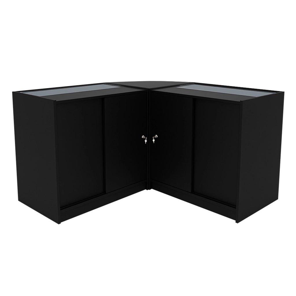 Set Banconi Negozio Iris LED B900 CM60 Nero con Vetrina e Serratura
