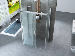 Box doccia in Cristallo 8mm tre lati con trattamento anticalcare e chiusura soft-close - Misura: 80 x 100 x 80 xh195cm