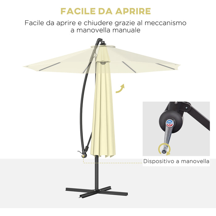 Ombrellone da Giardino 300x250 cm a Braccio Inclinabile con Manovella in Metallo e Poliestere Beige
