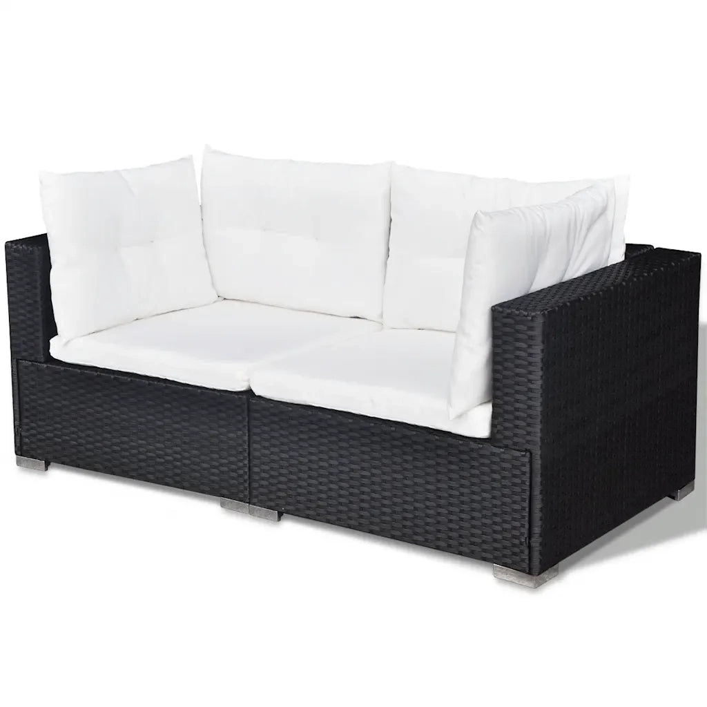 Set Divani da Giardino 6 pz con Cuscini in Polyrattan Nero 42743
