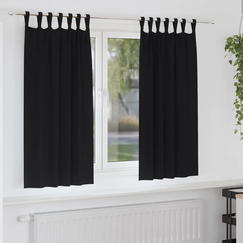 vidaXL Tende con tende 2 pcs Nero Poliestere
