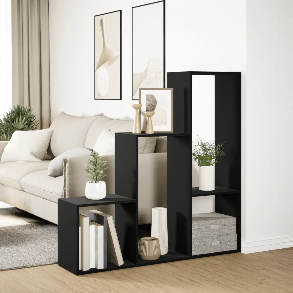 Libreria Divisorio 3 Ripiani Nera 123x29x123 cm in Truciolato 857986