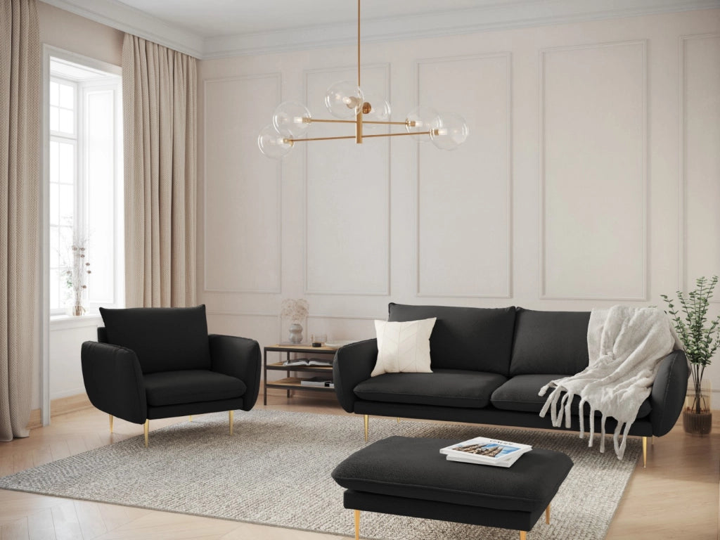 Cosmopolitan Design - Divano "Vienna" 2 posti in bouclé nero 
