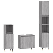 Set Mobili da Bagno | Armadio da bagno 3 pz Grigio Sonoma in Legno Multistrato