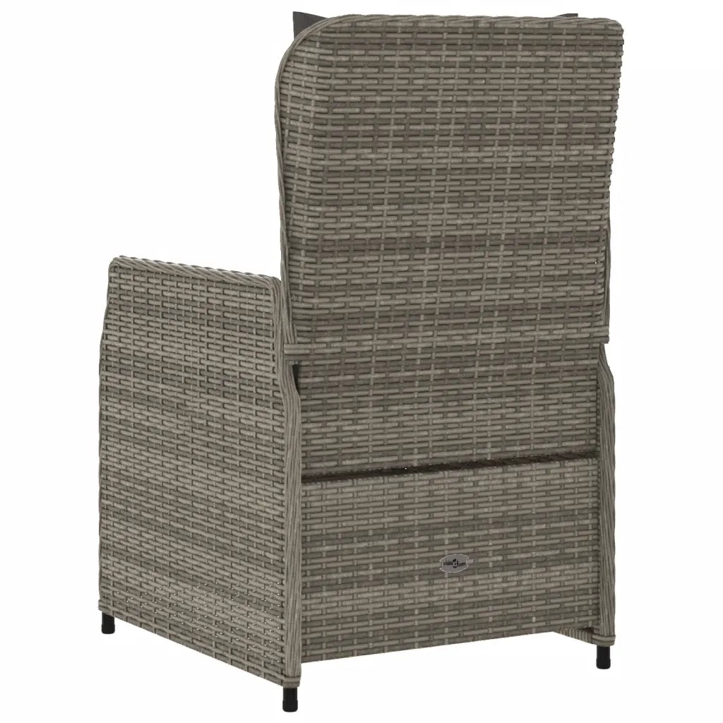 Sedie da Giardino Reclinabili 2 pz Grigio Polyrattan 368654