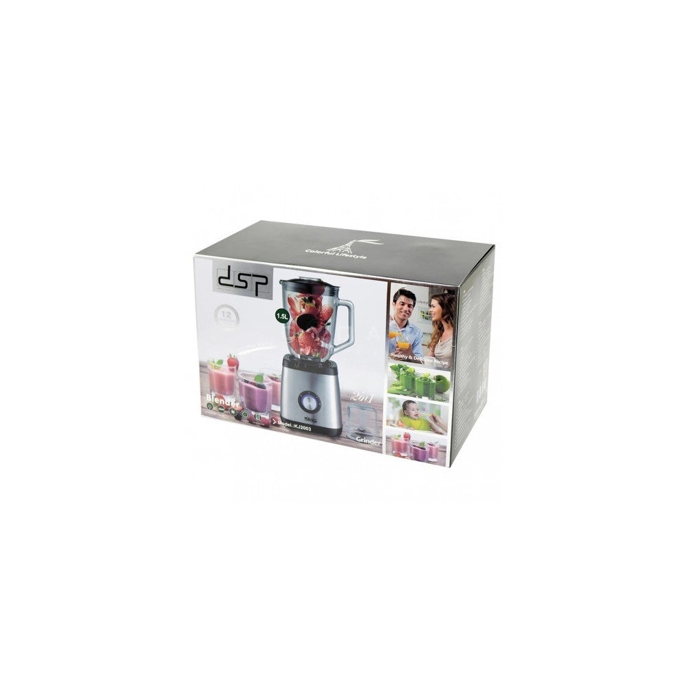 Trade Shop - Frullatore 2 Velocita'+pulse 350 W Acciaio Con Caraffa In Vetro Frullati Frutta -