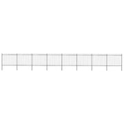 Recinzione da Giardino con Punta a Lancia in Acciaio 1339x150 cm Nero 277636