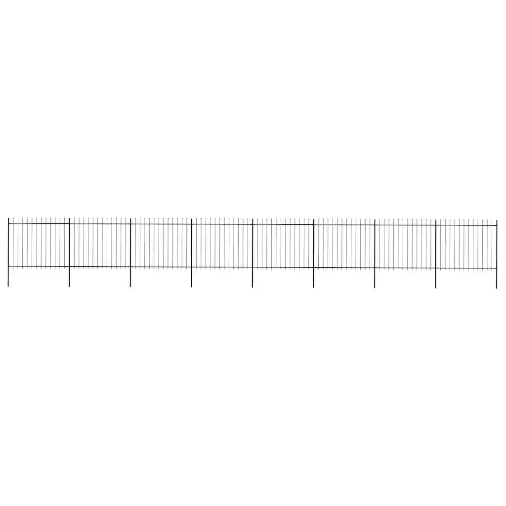 Recinzione da Giardino con Punta a Lancia in Acciaio 1339x150 cm Nero 277636