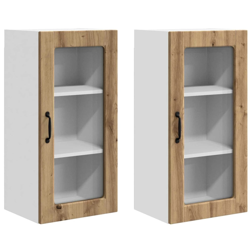 Pensile da cucina | Mobile in vetro da parete LUCCA 2 pz Rovere Artigianale