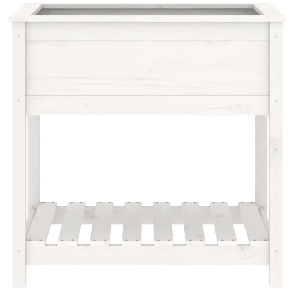 Fioriera con Mensola Bianca 82,5x54x81cm in Legno Massello Pino