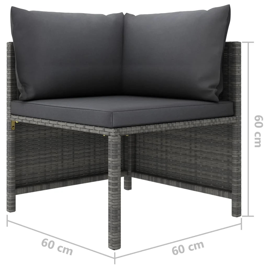 Set di mobili da giardino mobili da esterno 5 pezzi con cuscini resina intrecciata grigia 02_0016435