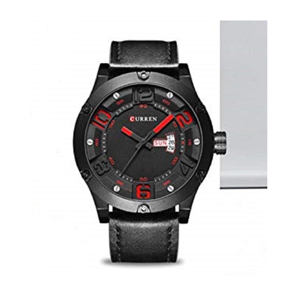 Trade Shop - Orologi Da Uomo Marca Di Qualita' In Vera Pelle Band Curren Quarzo Black8251 -