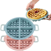 Set di 2 Wafeliere in Silicone - 4 Holes - Diametro Interno 17 cm - Per Forno/Microonde - Manico con Protezione Antiscotta - Muffiniera